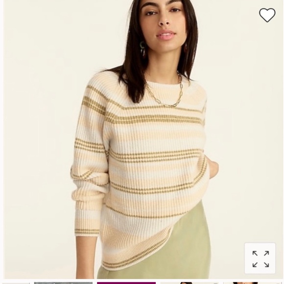 J Crew Cashmere ribbed crewneck Yellow Stripe - Picture 1 of 3
